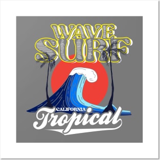 Wave Surf tropical California Summer beach Posters and Art